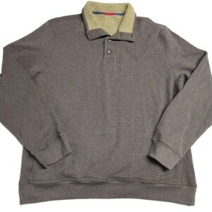 GAP Men's 2XL Sherpa Lined Collar Pullover Sweatshirt Brown Button Neck